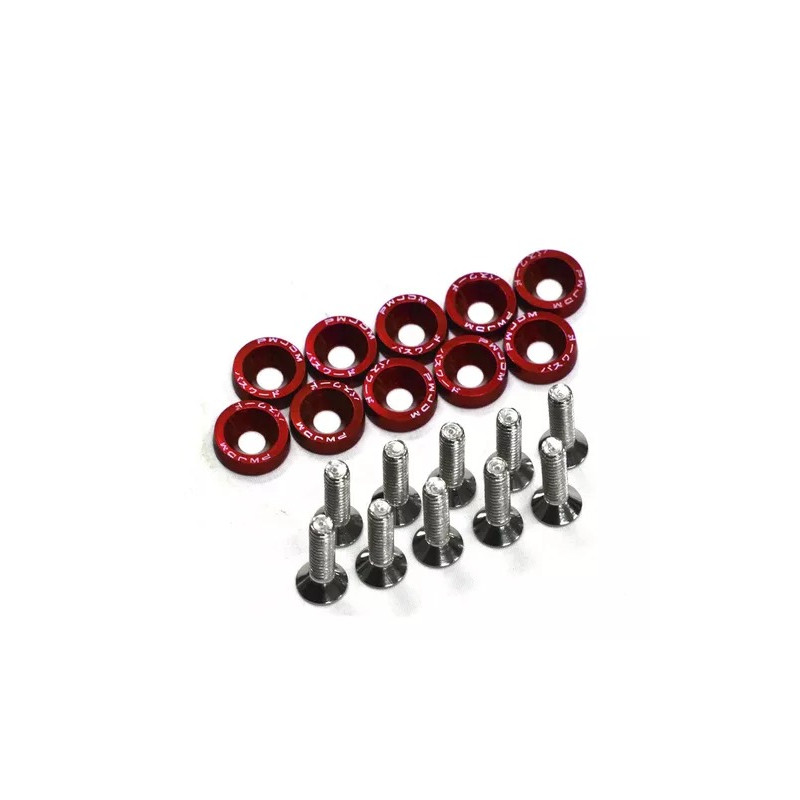 Arandelas Anodizadas Con Tornillos 10 Unidades Rojo