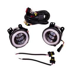 Par De Faros Auxiliares Con Ojo De Angel 4 Pulg Giro, Balizas Con Cables Y Tecla  DJ6940CROSS