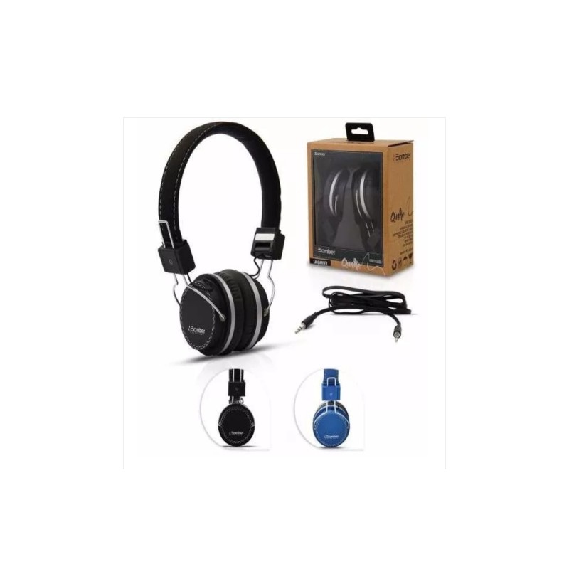 Auriculares Bomber Quake Hb02 Black Cable Plano Desmontable